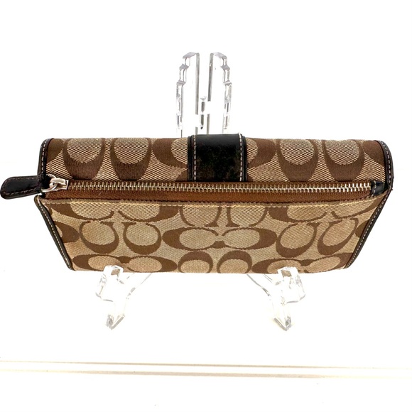 COACH Checkbook Wallet Leather Interior Trifold Signature C Jacquard Pattern - Picture 4 of 7